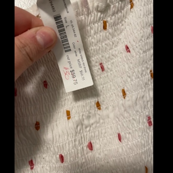 ***NWT OLIVIACEOUS WOMENS WHITE SMOCKED DRESS WITH POLKA DOTS SIZE LARGE - Picture 3 of 7